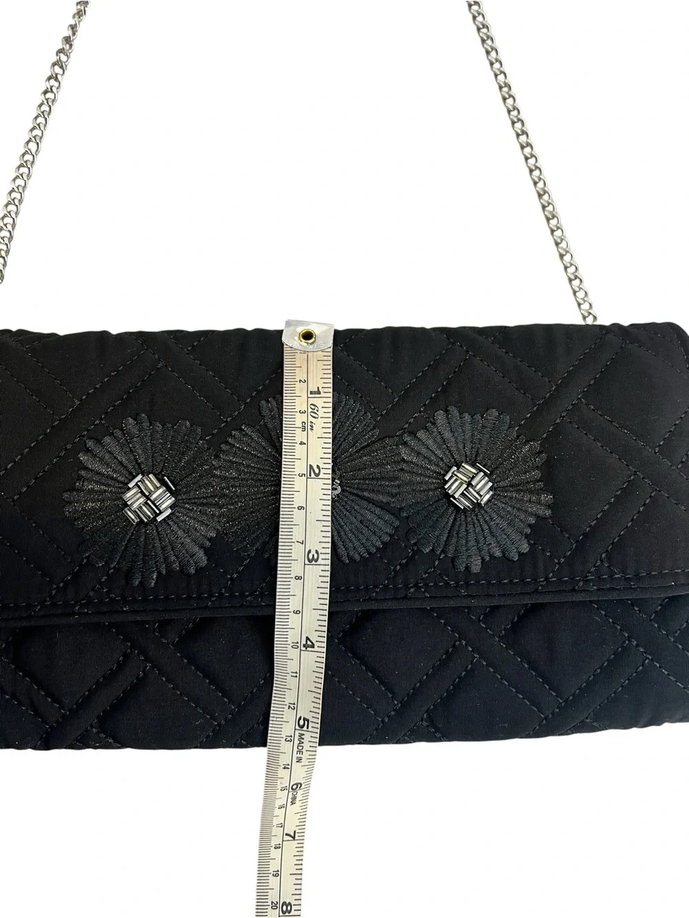 Vera Bradley Celebration Clutch Midnight Blossoms Quilted Chain Crossbody NWT